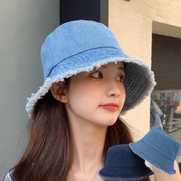 Bérets Femmes Vintage Denim Bucket Chapeaux Unisexe Summer Summer Outdoor Brim Sunshade Caps Girls Travel Beach Panama Fisherman Hat