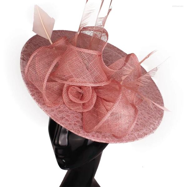 Bérets femmes Vintage Fascinator Chapeau de mariage dentelle chapellerie course cheveux accessoires mariée fête thé Chapeau casquette