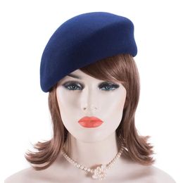 Berets Mulheres Vintage Look 100% Lã Feltro Tilt Winter Beret Chapéus Pillbox Fascinator Saucer Tilt Cap Formal Dressy A8 231208