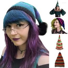 Berretti Donna Berretto invernale Cappello da strega Cappelli lavorati a maglia per ragazze Decorazioni a coda lunga Halloween Maglia per adolescenti Adulti