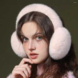 Beretten vrouwen winter oorbanden dik faux bont dame oorkap vaste kleur anti-slip opvouwbare warmers koud weer elastisch