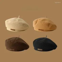 Berets Frauen Winter Hüte Vintage Französisch Elegante Beanie Einfarbig Kappe Klassische Baumwolle Künstler Maler Hut Trendiges Zubehör