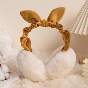 Boinas Mujeres Invierno Caliente Orejeras Fluffy Fold Ear Cover Soft Cashmere Boy Girl Solid Fake Fur Earflap Mujer Muff