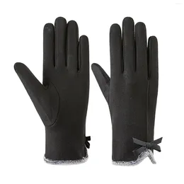 Bérets femmes automne hiver confortable papillon arc polaire coupe-vent chaud gants tactiles pour le cyclisme et la conduite mitaines