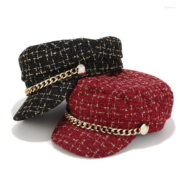 Bérets femmes casquette classique militaire Cadet camionneur culminé chapeau urbain réglable femmes chapeaux casquettes Gorras Gorra MujerBerets Delm22