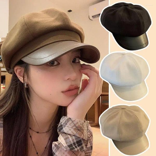 Bérets femmes mode Sboy chapeaux laine visière béret Cabbie casquette dames Style coréen doux 8 panneaux chapeau Vintage