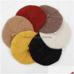 Berets dames breien winter baretten luxe elegante katoenen baret hol uit decoratieve hand verslaafd herfst dames hoed drop levering f dhnph