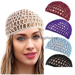 Bérets Femmes Mesh Hair Net Cloghet Cap Solide Couleur Snood Slee Night Er Turban Chapeau Casual Beanie Drop Livraison Dhbkx