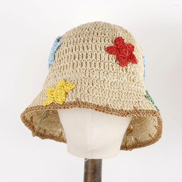 Boeretas para mujer sombreros de paja sombrero de crochet cubo de protección ultraviolina para solas de la playa para la playa