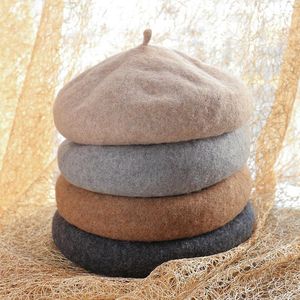 Bérets laine béret chapeau Style français bonnet chapeaux mode dames couleur unie casquettes extérieur hiver H9