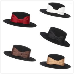 Berets wollen schipper platte hoge hoed voor vrouwen vilt varkenspaart brede rand elegante laday bowler hoeden hoge kwaliteit