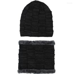 Beretten wollen pet mannen en vrouwen set hoofd herfst winter vierkant plaid plus fluweel gebreide geplooide dikke warme w008