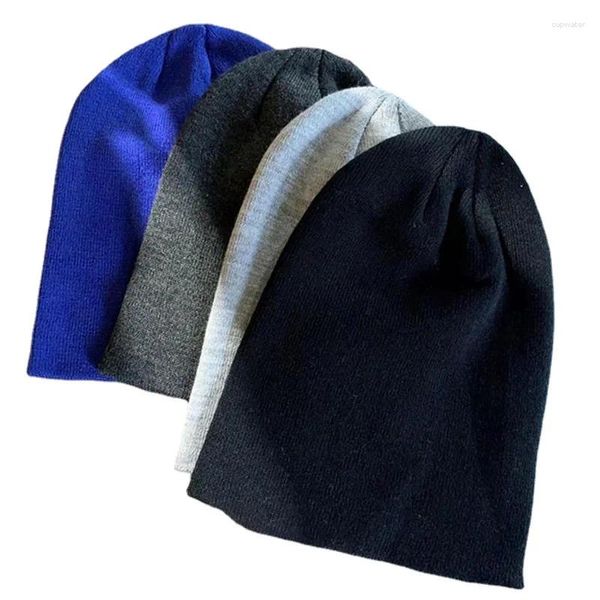 Bérets laine cachemire bonnet en tricot épais Double couches duveteuses coiffures longues Skullies chapeaux femelles