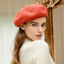 Bérets en laine pour femmes, chapeau de peintre, béret d'hiver, Vintage français, haut à carreaux, casquette militaire