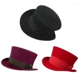 Berets Wool Fedora Tophoed Zwart kort rand Vlak verrassingsgeschenk voor vriendje