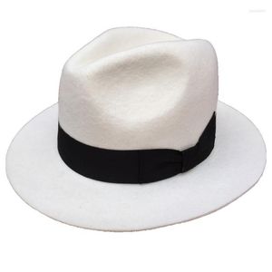 Berets Wool Filt Pinch Crown White Fedora Hat For Men Women Gentlemanberets Wend22