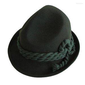 Bérets Chapeau en laine Fedora Trilby avec corde de tissage Chapeau Homme vert femmes chapeaux doux Sombreros Hombre