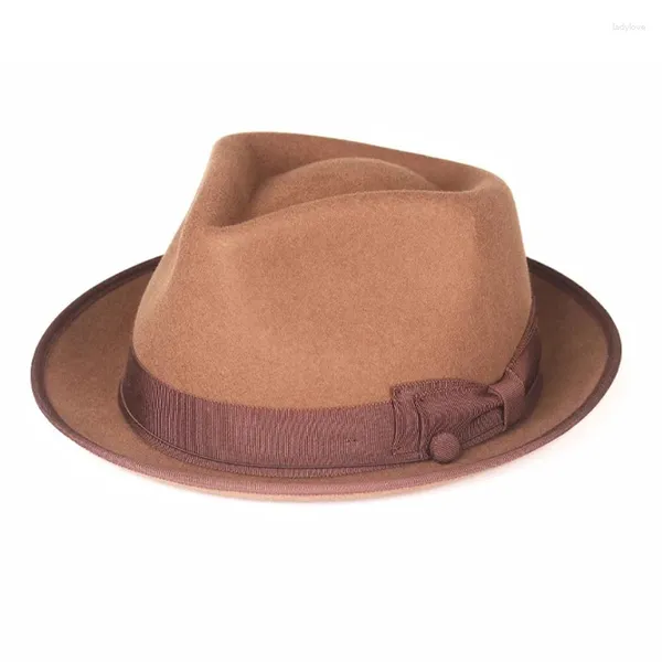 Bérets laine chapeau Fedoras chapeau 55-61 cm grosse tête couleur café Panama Jazz court bord melon pour hommes/femmes