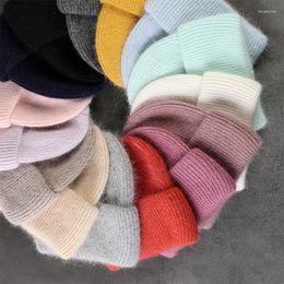 Bérets en laine tricotée pour femme, bonnet chaud et doux, à la mode, couleurs unies, triple épaisseur, 15, collection automne-hiver 2023
