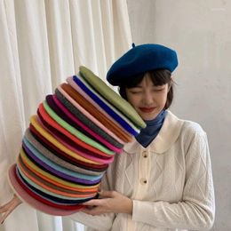 Bérets laine rétro béret chapeau automne hiver femmes britannique Hepburn élégant artiste peintre chapeaux épais chaud laine citrouille bonnets casquette