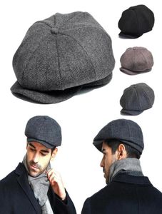 Bérets laine tweed sboy cap masses vintage noire gris plat pesphed street chapeaux harengbone gatsby bouker boy hatberets6482476