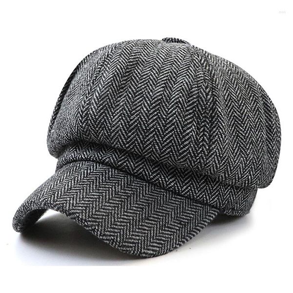 Boinas Wuaumx 2022 gorra Sboy de sarga para hombres y mujeres otoño Tweed sombrero octogonal Vintage artista Detective sombreros Retro gorras de béisbol ChapeauBerets