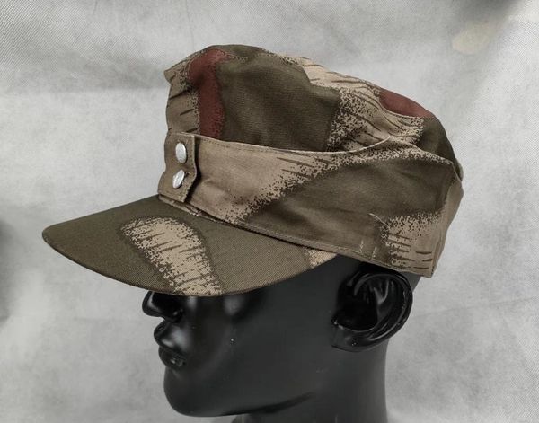 Boinas WWII EJÉRCITO ALEMÁN 1943 M43 TANWATER CAMUFLAJE GORRA DE CAMPO Algodón Sombrero militar