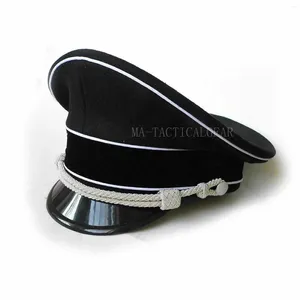 Bérets WWII Armée allemande M36 Officier Visière Chapeau Casquette Militaire Noir 57 58 59 60 61 Cm REPRO