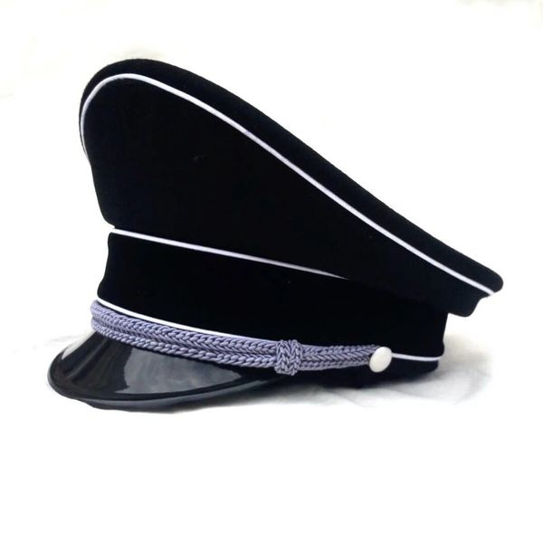 Bérets d'officier d'infanterie d'élite de la seconde guerre mondiale, casquette à visière en laine noire, taille 57 58 59 60 61 cm, 230830