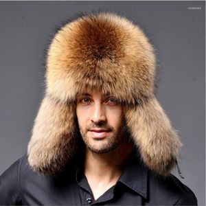 Beretten wzcx faux vacht houd warme buitendikke oorbroemen hoed casual koude bescherming heren winter volwassen dop 227H