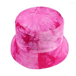 Bérets WZCX dégradé couleur haut plat cravate-teinture chapeau de pêcheur hip hop mode double face printemps été bassin casquette femmes