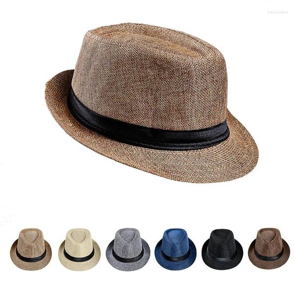 Bérets WZCX extérieur couleur unie chapeau de plage printemps été mode protection solaire lin décontracté hommes casquette jazz