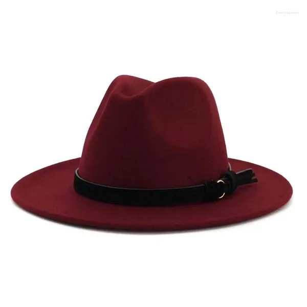 Bérets X3013 Style britannique laine Jazz chapeau unisexe grand bord hommes casquette de mode taille réglable laine feutre chapeaux fascinateur