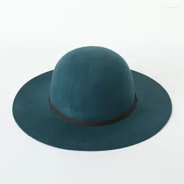 Bérets x335 Adulte Hiver Wool Dome Hat Ladies Big Brim Brim Metal Backle Cap Fashion Felt Basin Fisherman Trendy