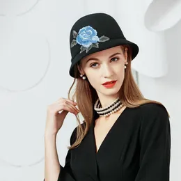 Boinas X4171 Lady Borded Wool Hats British Leisure Retro Joker Bucket Fashion Tide Femenino Fedora cálida de invierno