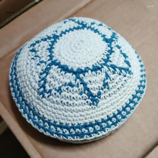 Boinas X7YA Moderno unisex Kippah Hat Gorra de algodón blanco para trajes de moda judíos