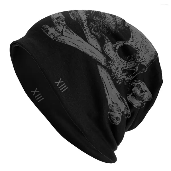 Bérets XIII Skull Skullies Bons de bonnet Hip Hop Hop Cool Automne hiver extérieur Unisexe Men Femmes Cap Adult Adult à double usage chaud Bonnet tricot