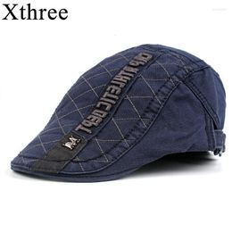 Berets xthree mode heren sboy cap katoen casquette hoeden voor mannen vizieren zon hoed gorras planas caps instelbaar