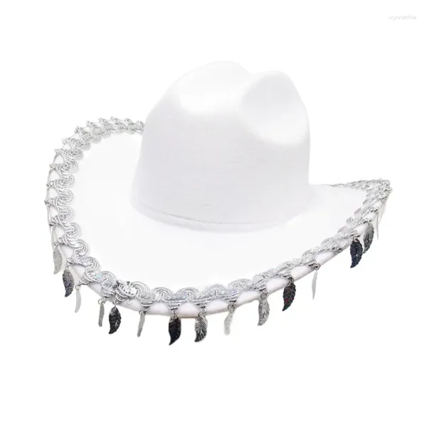 Boinas Y166 Sombreros de fiesta divertidos Sombrero de vaquera Borlas Damas Vaquero para mujer Fedora Western Vintage