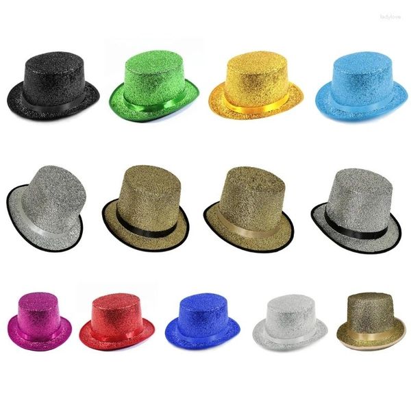 Bérets Y1UB Blingbling Fedora Glitter Chapeau à bord court pour femmes hommes Po Props Western Parade Shows Unisex Wear