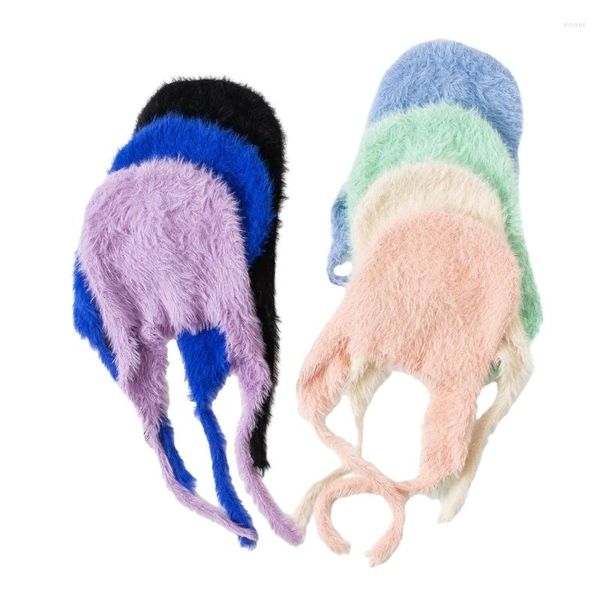 Bérets Y1UB Harajuku Girls Peluche Earflap Chapeau Coupe-vent pour Teen Winter Cyclisme Ski