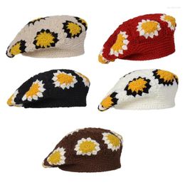 Bérets Y1UB Vintage Flower Painter Hat British Crochet Cap Cadeaux surprise pour unisexe