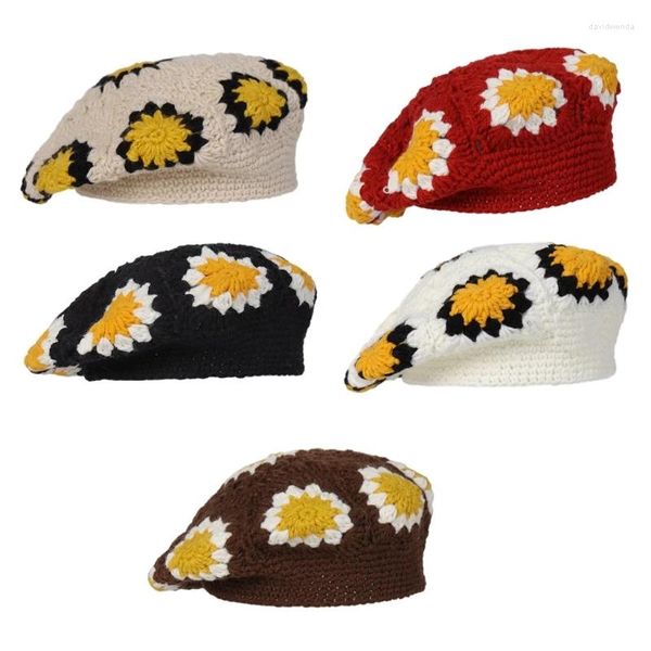 Bérets Y1UB Vintage Flower Painter Hat British Crochet Cap Cadeaux surprise pour unisexe