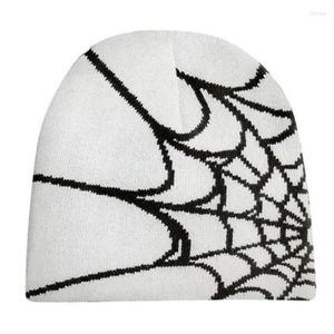 Berets y2k beanie spider web chapeau tricot skullies skull souchy souchy 263p