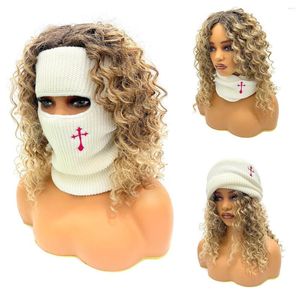 Baretten Y2K Mode Functioneel 3-voudig gebruik Geborduurd Ski Gezichtsmasker Bivakmuts Mutsen Persoonlijkheid Herfst Winter Feesthoeden