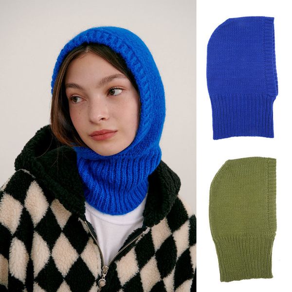 Bérets Y2k Femmes Tricoté Balaclava Cap Hiver En Plein Air Unisexe Hommes Chaud Oreille Protection Écharpe Laine Pull Snood Chapeau Col Bonnet 230214