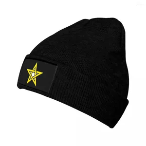 Bérets jaune pentagramme étoile bonnet chapeaux Logo casquettes décontractées hommes femmes Sport de plein air tricoté chapeau hiver graphique chaud