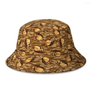 Bérets Skull Camouflage Camouflage Hat pour femmes hommes adolescents pliables Bob chapeaux de pêche panama streetwear