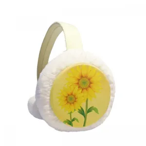 Bérets jaunes de tournesol verdure de fleur de fleur d'oreille hivernous tricot tricot à fourrure d'oreille en mollet-oreillette extérieure
