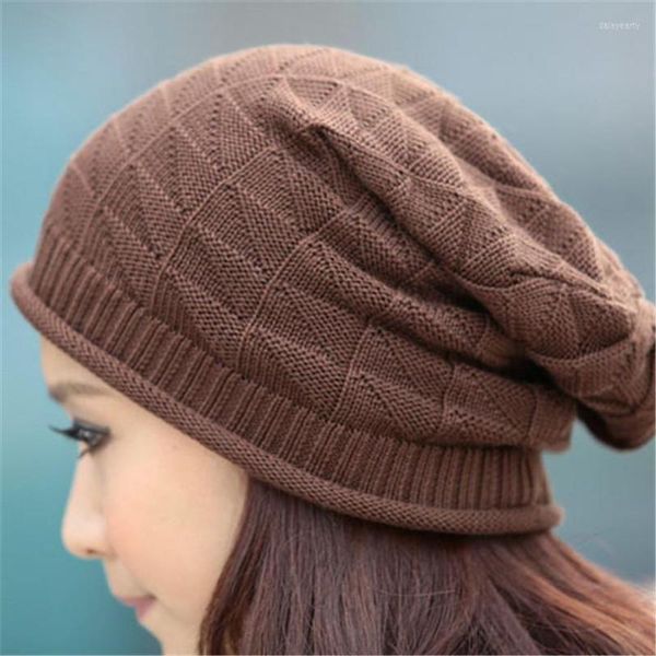 Berets ygyeeg hiver tricot à plaid chaud Stripe Benies femmes crochet unisexe bonnet confort